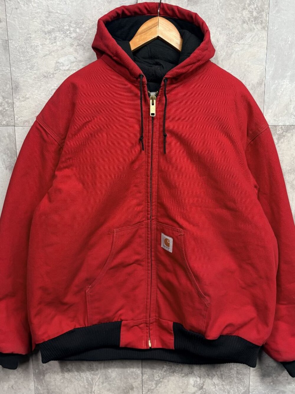 Carhartt J04 Arctic Active Jacket Men's 3XL Red Black Quilted Hooded Vintage